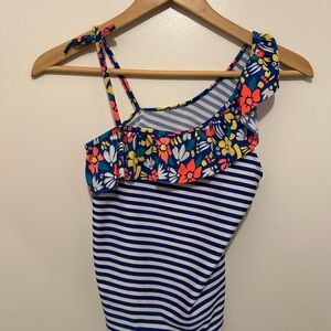 Floral and Striped Cat & Jack Kids Two Piece Swimsuit - Size XL (14/16)